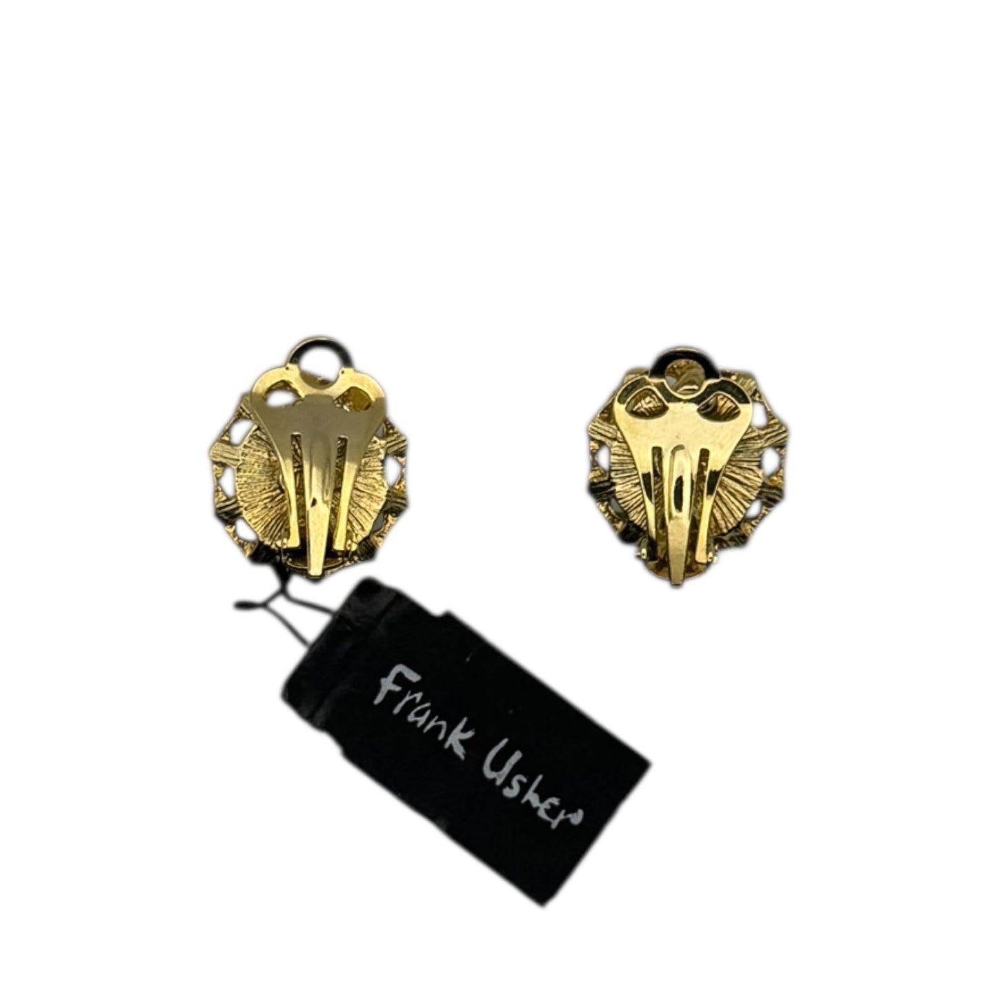 Vintage Frank Usher Gold-Plated Turquoise Clip-On Earrings — 1980s