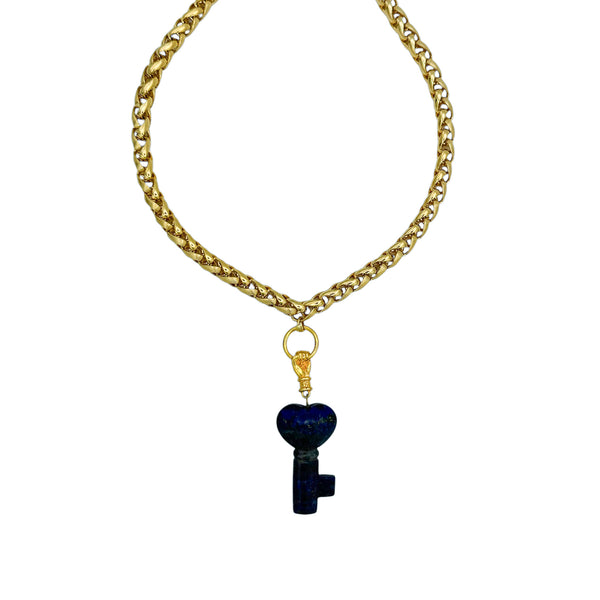vintage lapis lazuli chain necklace
