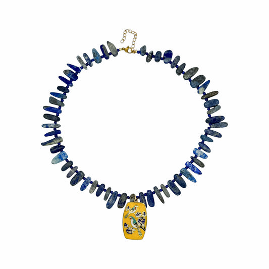 lapis lazuli gemstone necklace vintage design