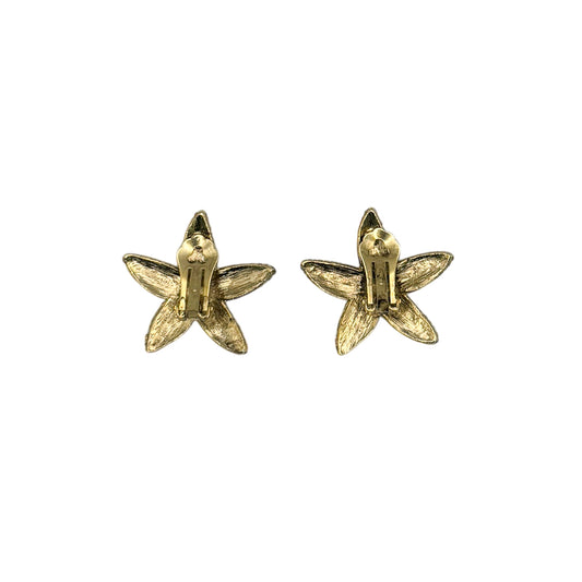 Vintage Textured Gold Tone Starfish Earrings