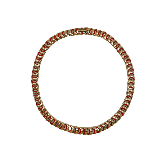 Vintage Kırmızı Mine Choker Kolye 