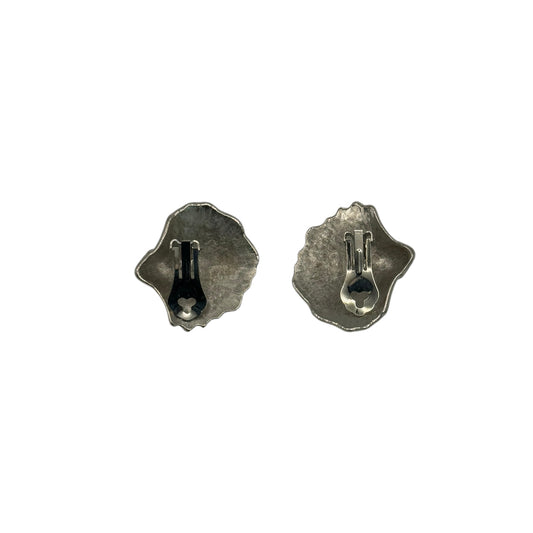Vintage Marcasite-Style Heart Clip-On Earrings — 1980s Art Deco