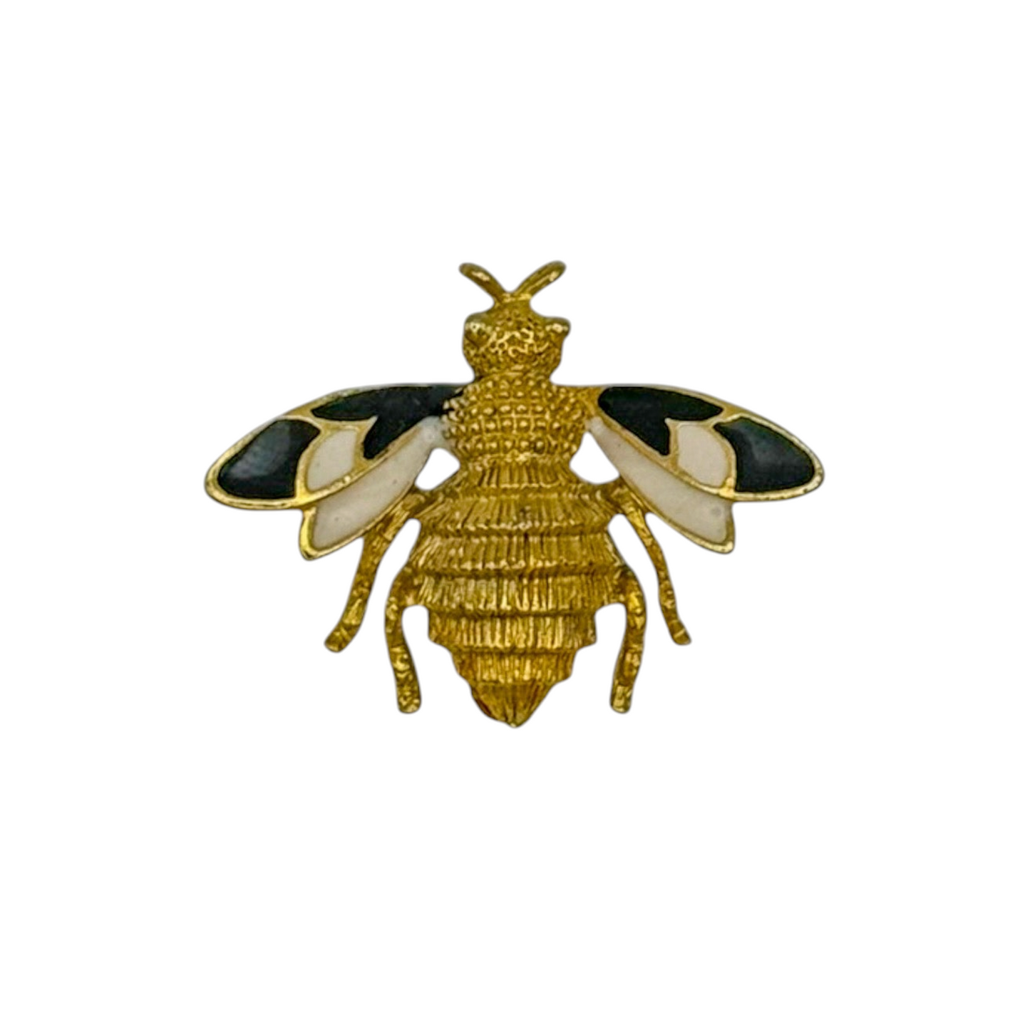 Vintage Gold-Plated Enamel Bee Brooch — 1980s
