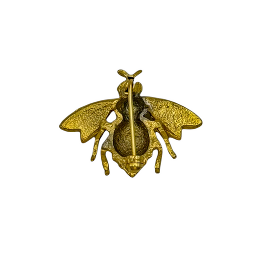 Vintage Gold-Plated Enamel Bee Brooch — 1980s