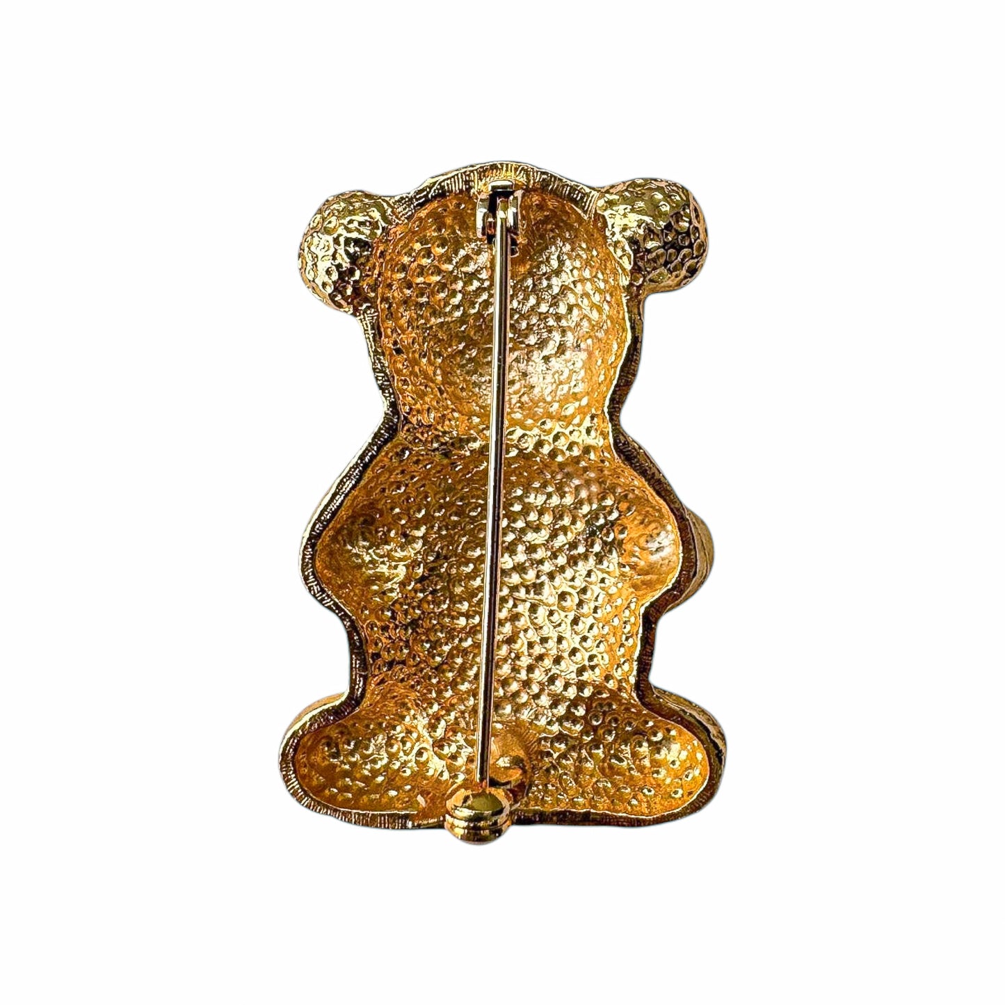 Vintage Gold-Plated Textured Bear Brooch — 1980s