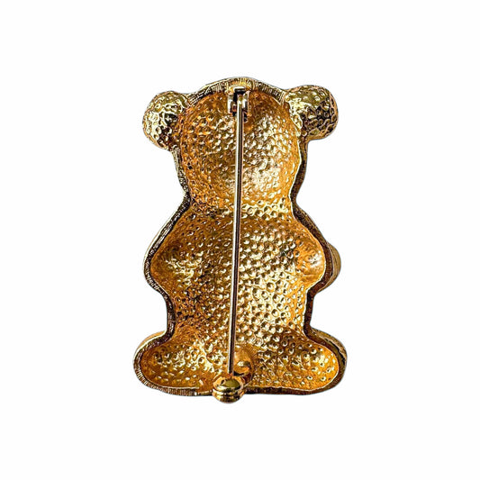 Vintage Gold-Plated Textured Bear Brooch — 1980s