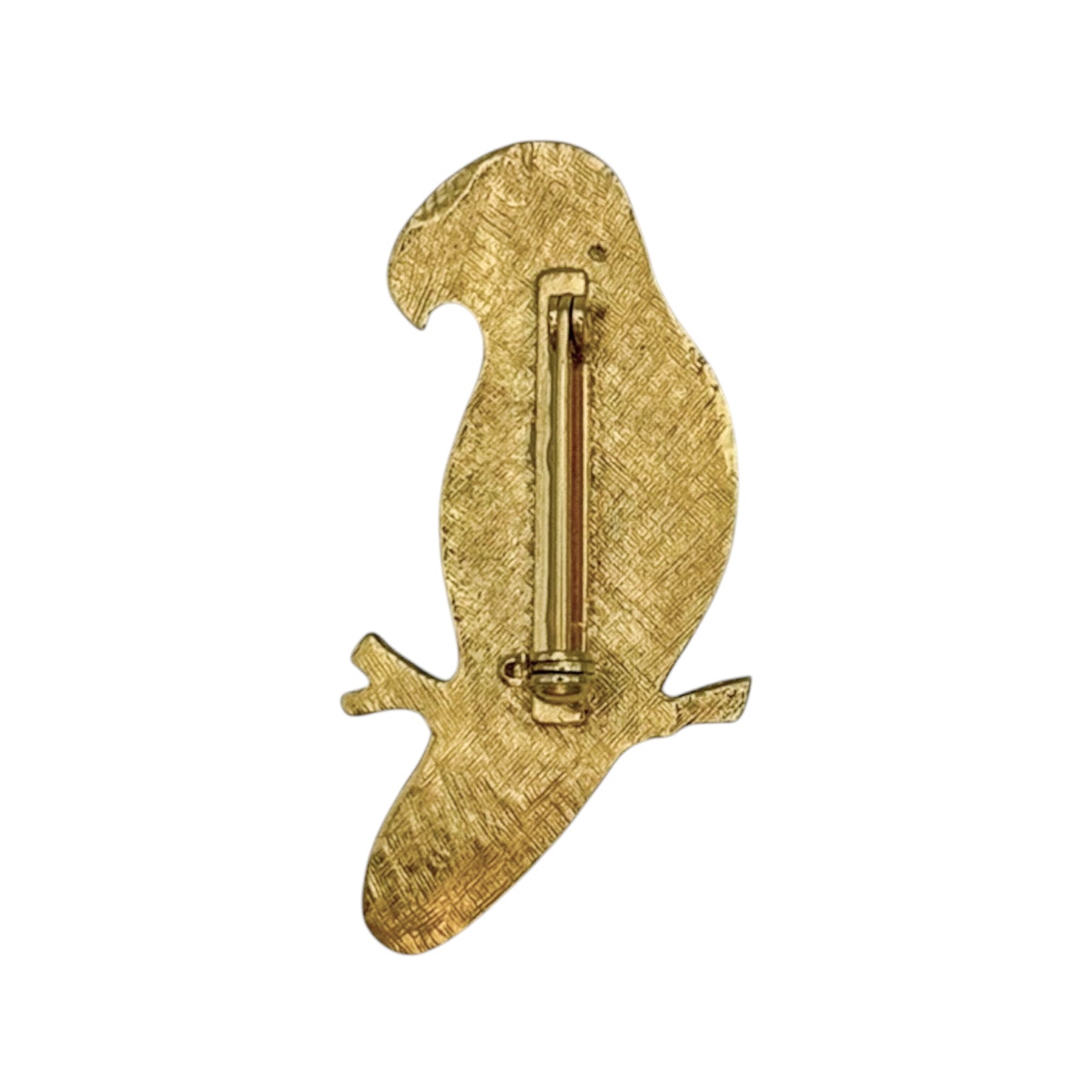Vintage Gold-Plated Enamel Parrot Brooch — 1980s