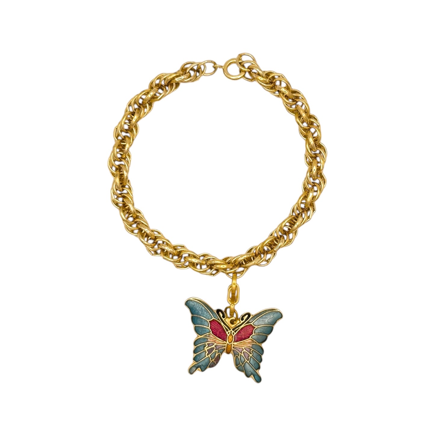 Vintage Cloisonné Butterfly Bracelet — 1970s