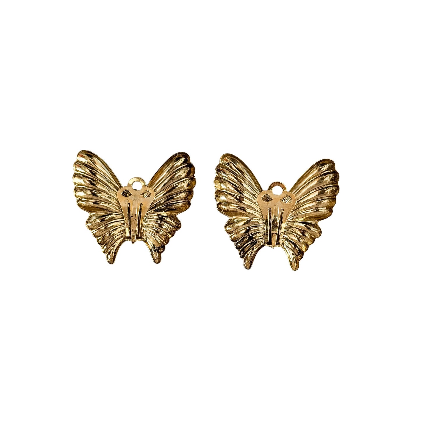 Vintage Frank Usher Gold-Plated Turquoise Enamel Butterfly Earrings — 1980s