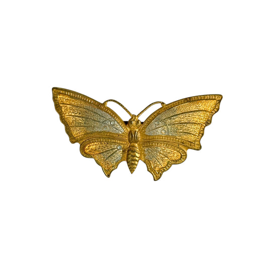 Vintage Edwardian Gold Butterfly Brooch with Turquoise Accent - 1950’s