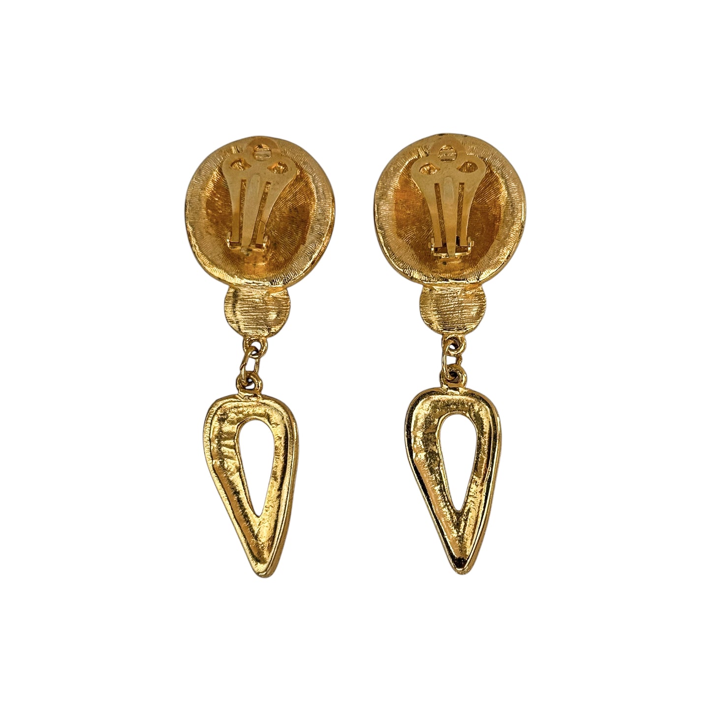 Vintage French Tassel Hammered Couture Gold Drop Earrings — 1980’s