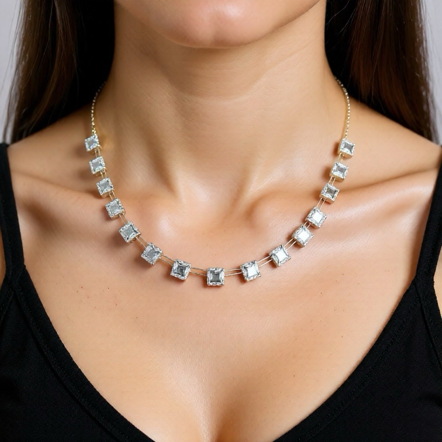 Antika Art Deco Riviere Stili Gümüş Kolye