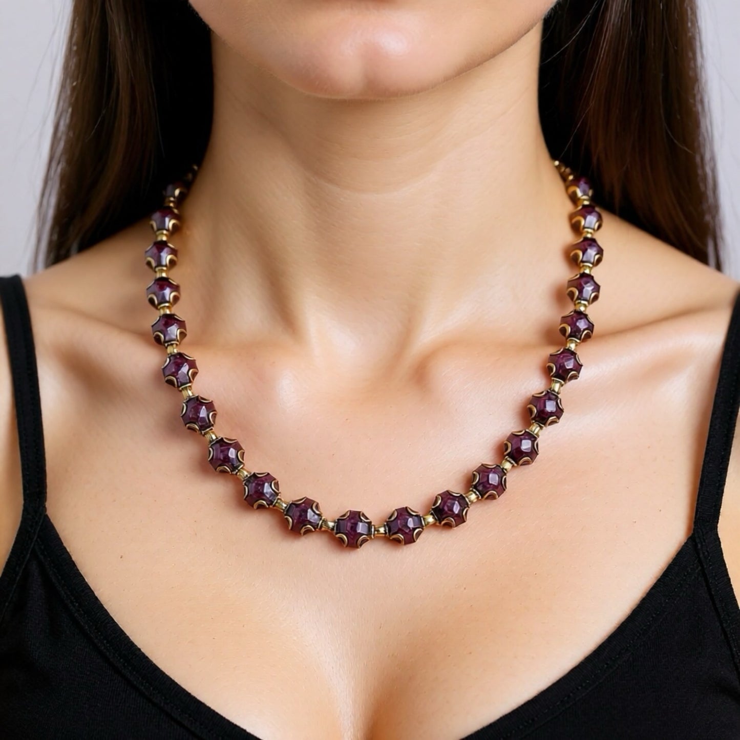 Vintage Art Deco Çek Ametist Kolye