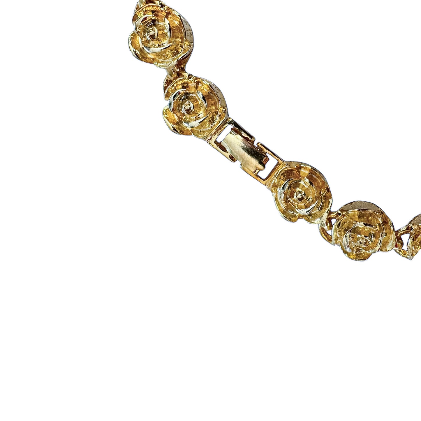 Vintage Altın Kaplama Dokulu Gül Choker Kolye - 1980'ler 