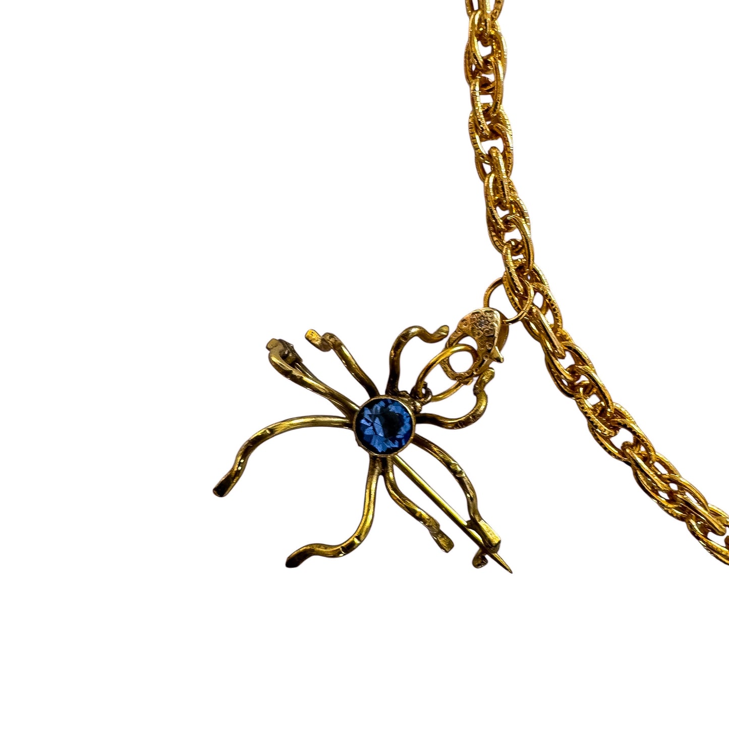 Vintage Four-Piece Assembled Necklace — Book Chain Bracelet & 1950s Spider Brooch