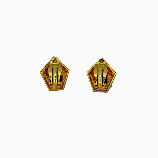 Vintage Nina Ricci Faux Onyx & Rhinestone Clip-On Earrings — 1980s