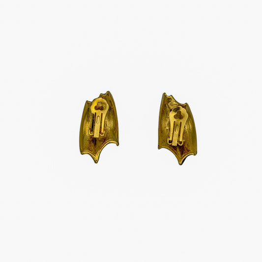 Vintage Gold & Blue Enamel Clip-On Earrings — 1980s