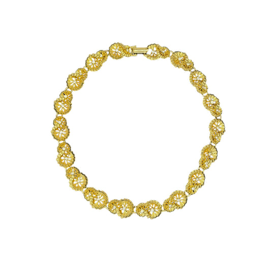 floral motif necklace crystal detail vintage design