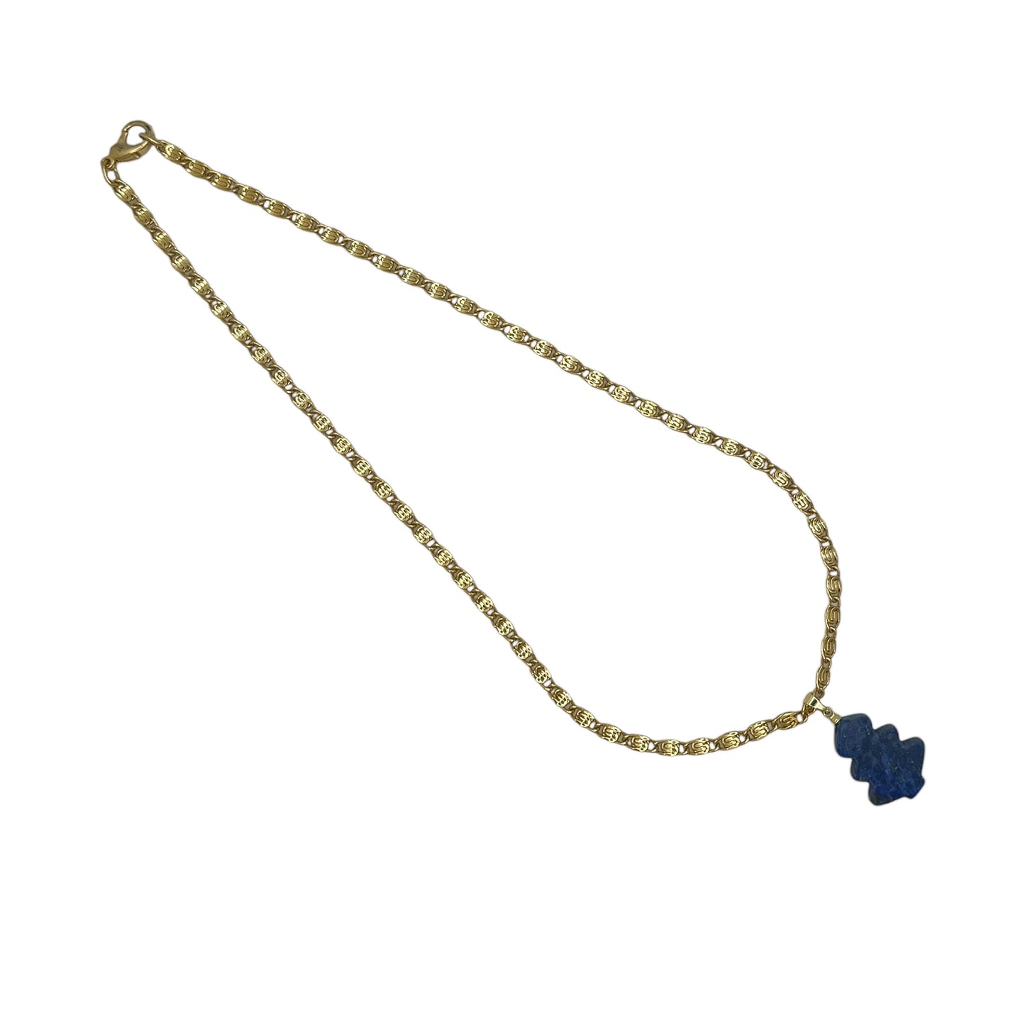 Lapis Lazuli Yılbaşı Ağaç Detaylı Vintage Altın Kaplama Zincir