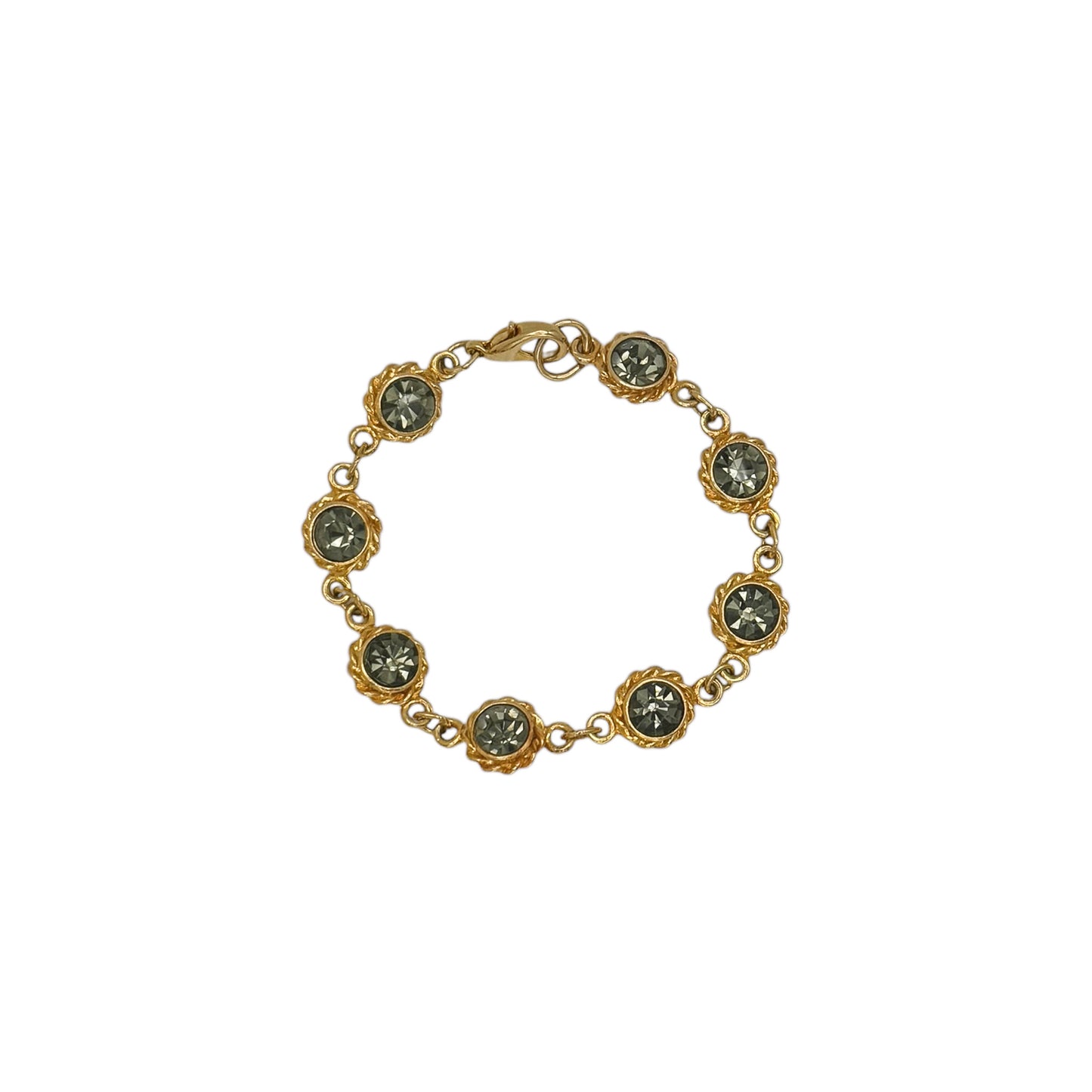 Gri Swarovski Kristal Detaylarıyla Vintage Altın Kaplama Bileklik
