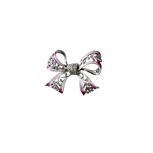 Vintage Pembe & Beyaz Mine ve Markazit Fiyonk Broş 