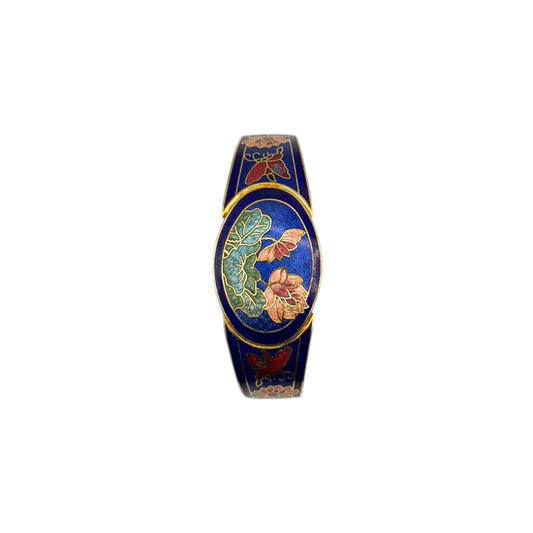 Vintage 1970s Cloisonné Butterfly Bangle Bracelet