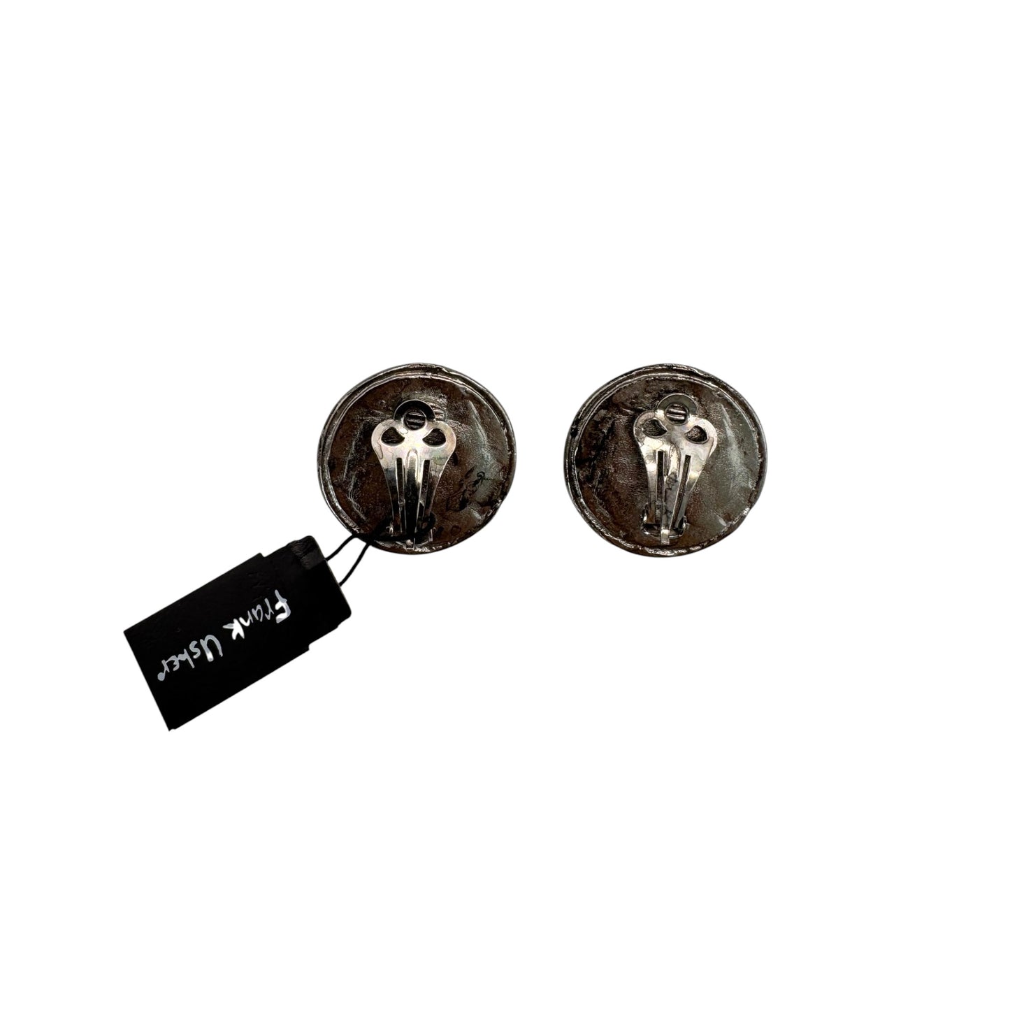 Vintage Yeşil Cam Detaylı Frank Usher Küpe 