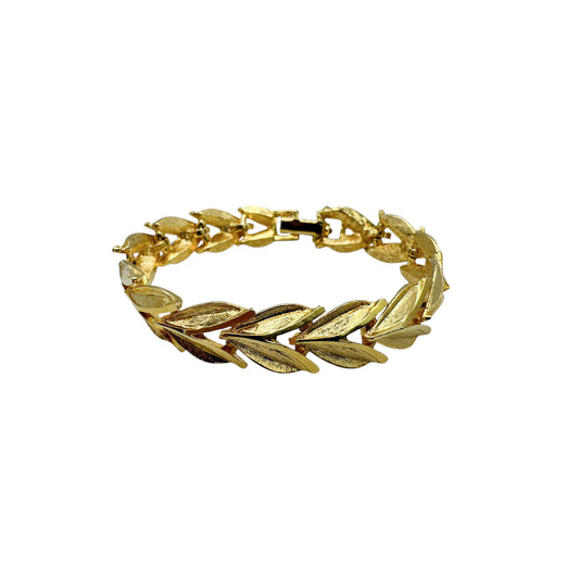 Vintage Altın Kaplama Yaprak Motifli Bilezik