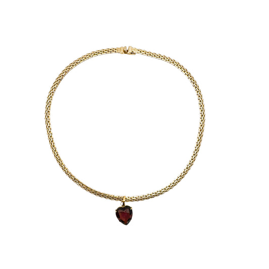 vintage heart amethyst pendant necklace rolled gold