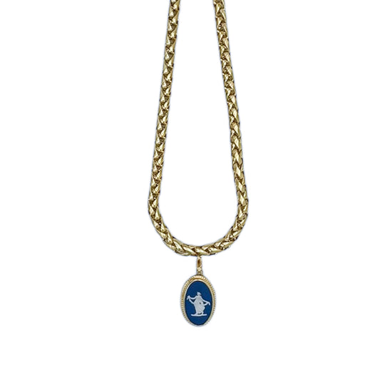 Vintage Gold Chain Necklace with Wedgwood Pendant — 1980s