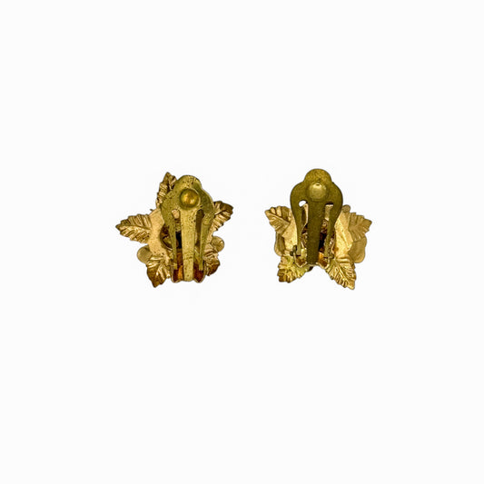 Antique Suffragette Violet Cold Painted Enamel Clip-On Earrings — Early 20th Century