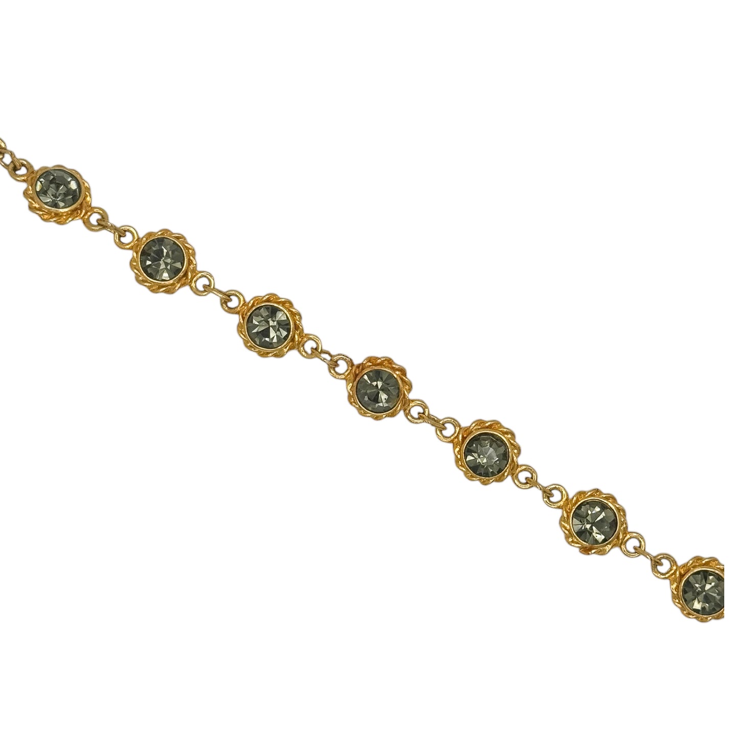 Gri Swarovski Kristal Detaylarıyla Vintage Altın Kaplama Bileklik