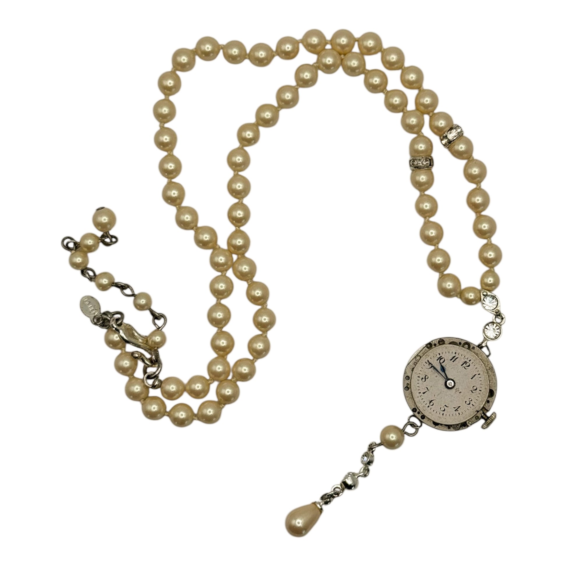 monet pearl y necklace crystal detail vintage design