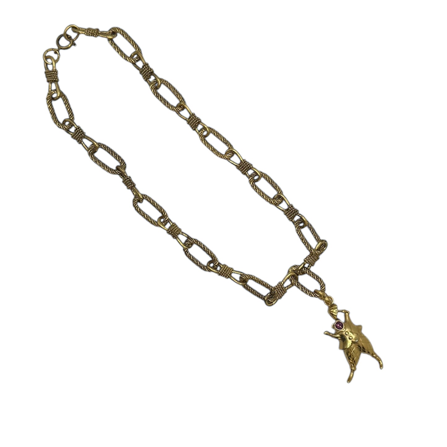 nautical twist chain necklace gold tone vintage design