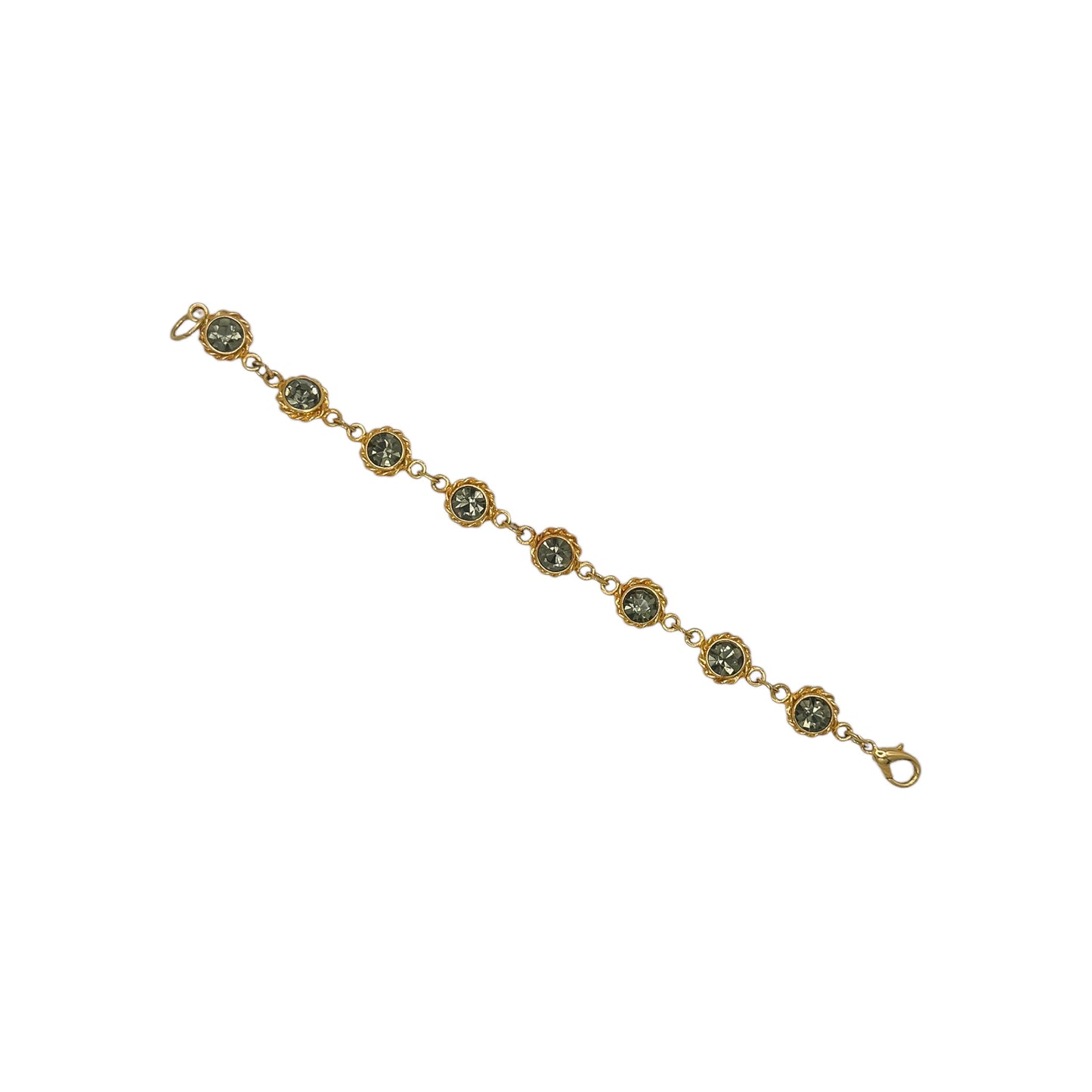 Gri Swarovski Kristal Detaylarıyla Vintage Altın Kaplama Bileklik