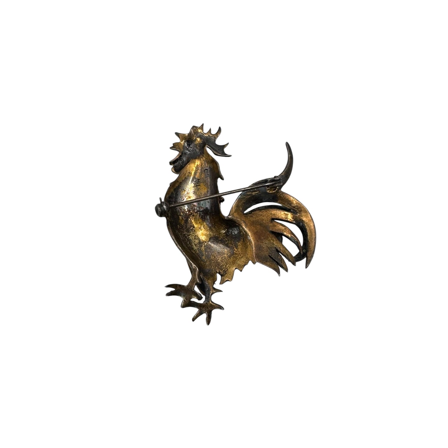 Vintage Almanya Horoz Broş – 925 Ayar Gümüş ve Mine İşlemeli