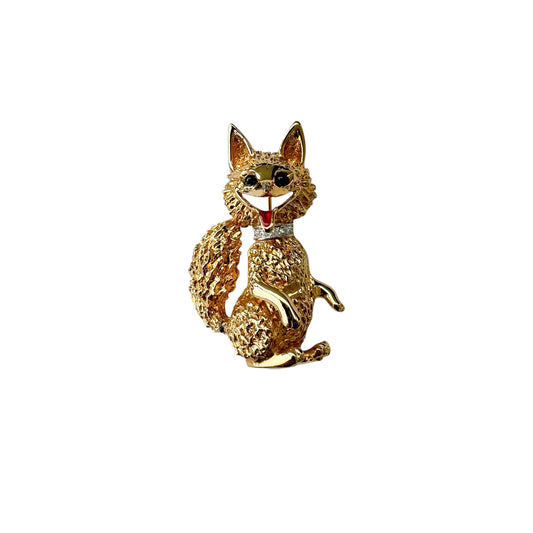 Vintage Altın Kaplama Tilki Broş