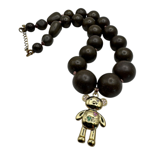 colorful rhinestone bear charm necklace vintage