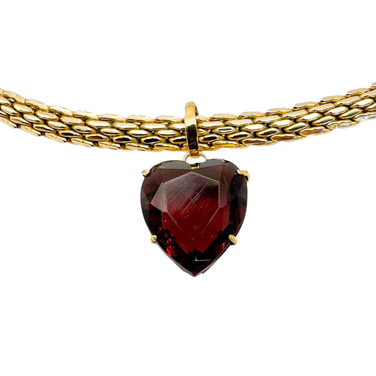 gold collar necklace with amethyst pendant vintage