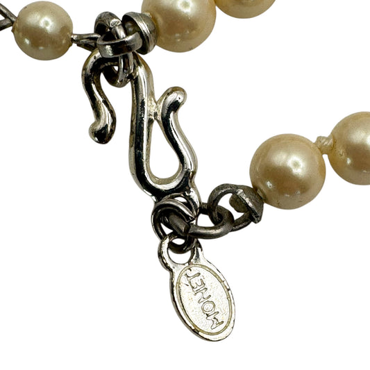 Vintage Monet Pearl & Crystal Y-Necklace with Watch Movement Pendant — 1950's - 1980's