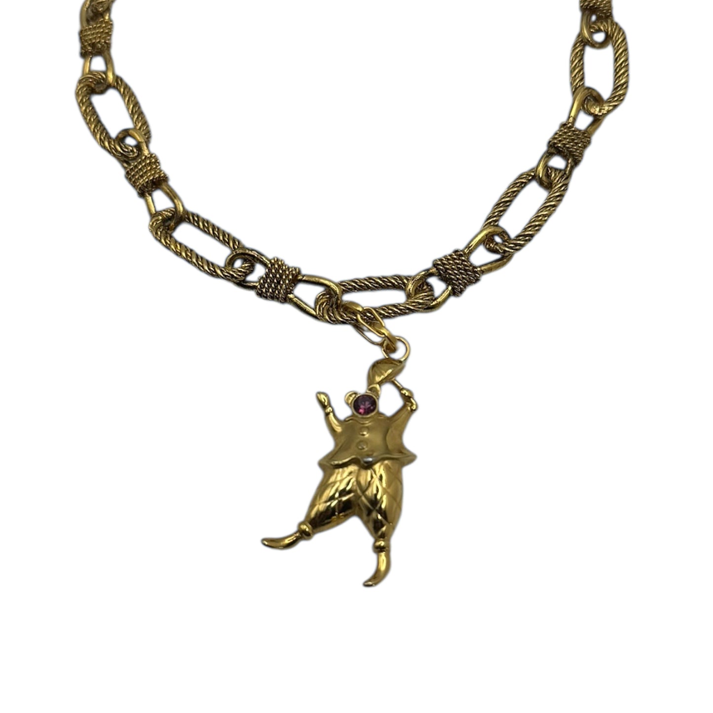 monet clown pendant detail vintage necklace 1980s