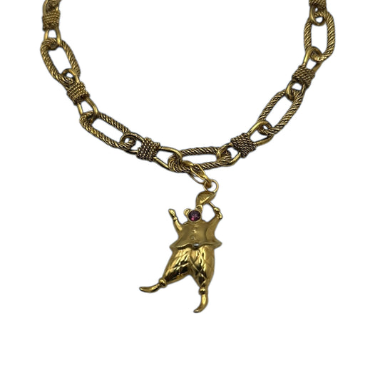 monet clown pendant detail vintage necklace 1980s