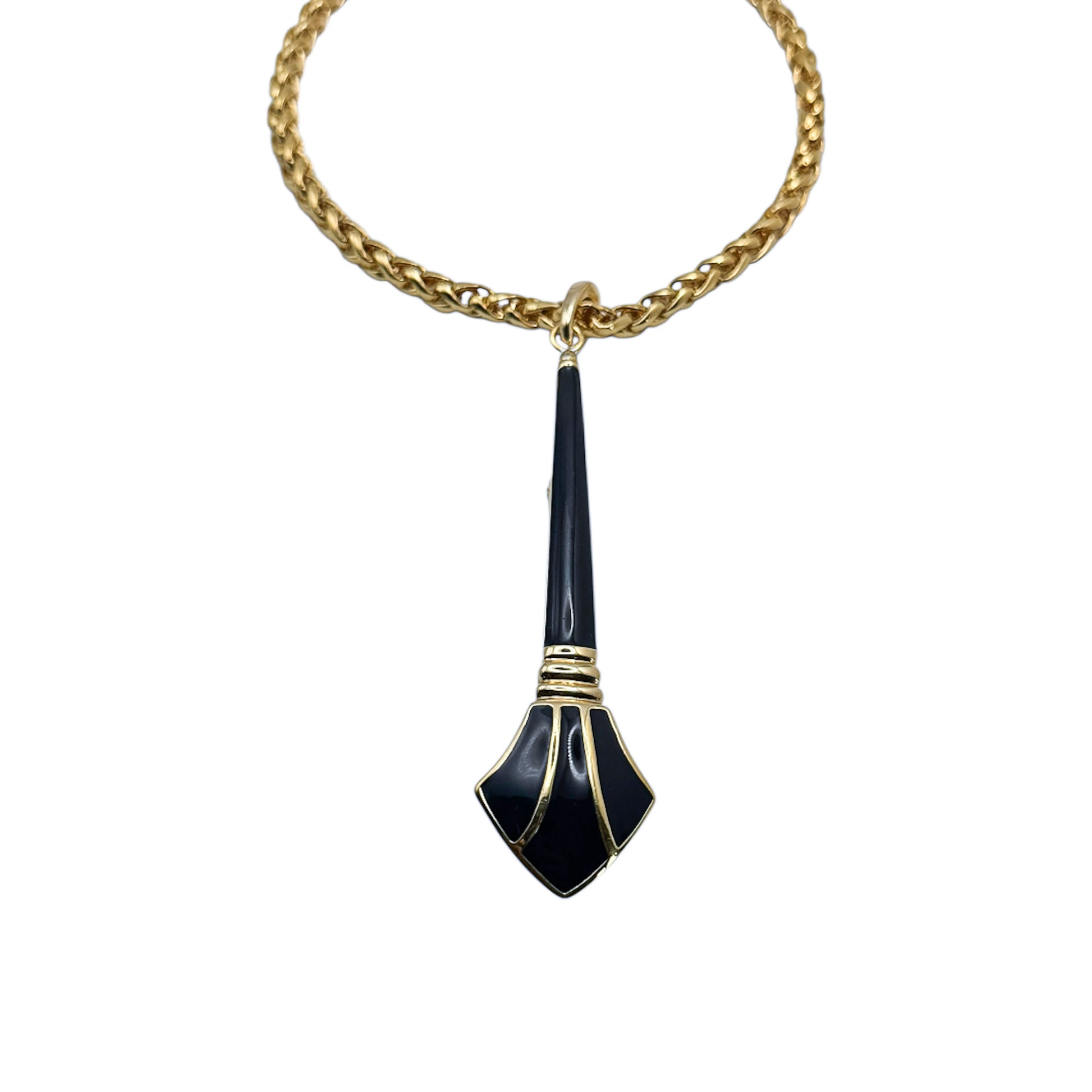 vintage napier enamel pendant necklace art deco navy