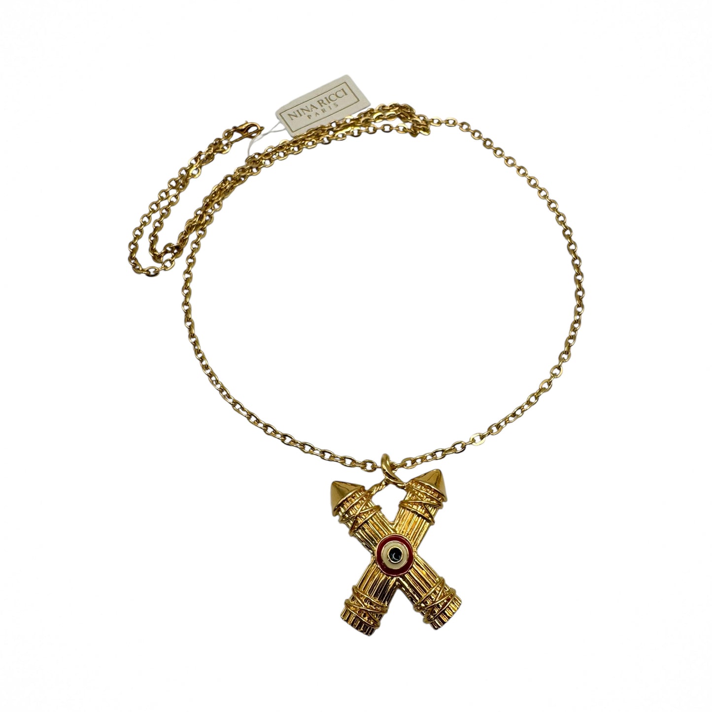 Vintage Nina Ricci Üç Kat 22 Ayar Altın Kaplama Kolye