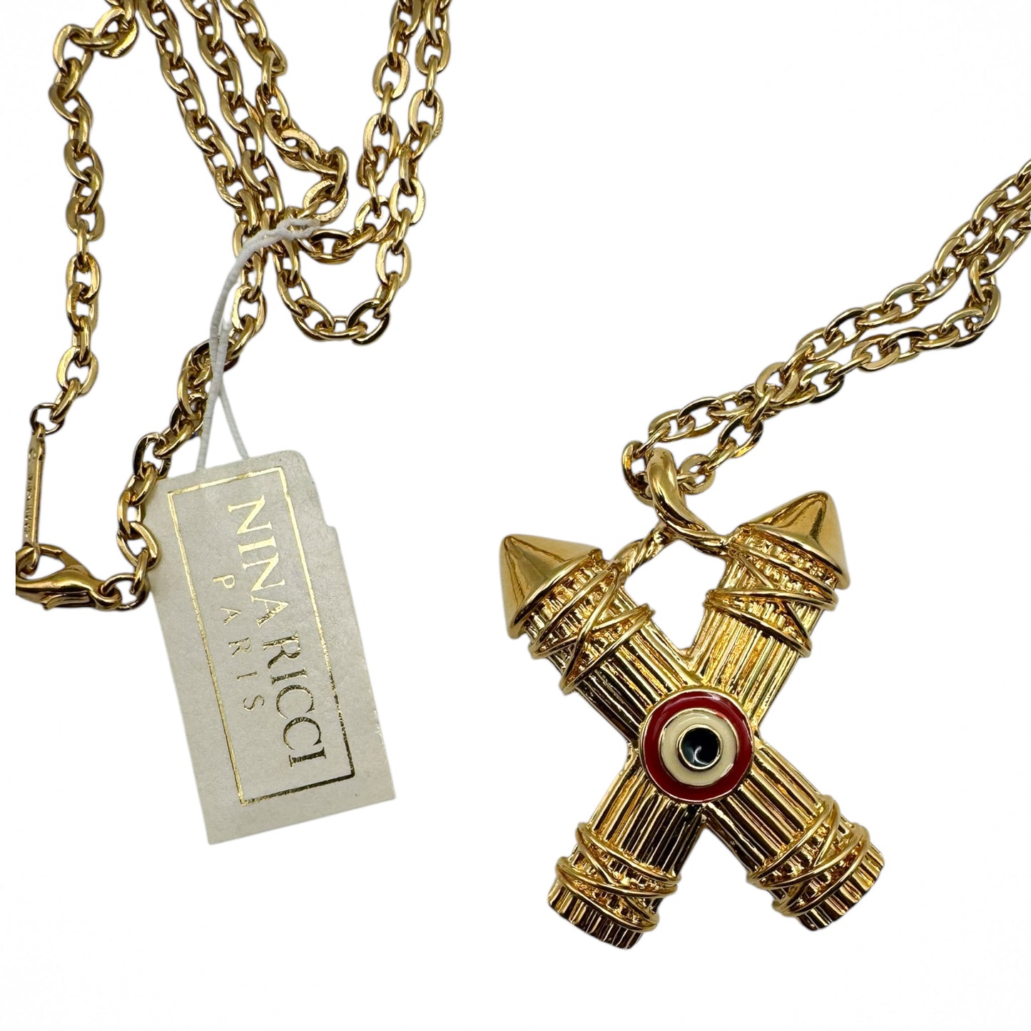 Vintage Nina Ricci Üç Kat 22 Ayar Altın Kaplama Kolye