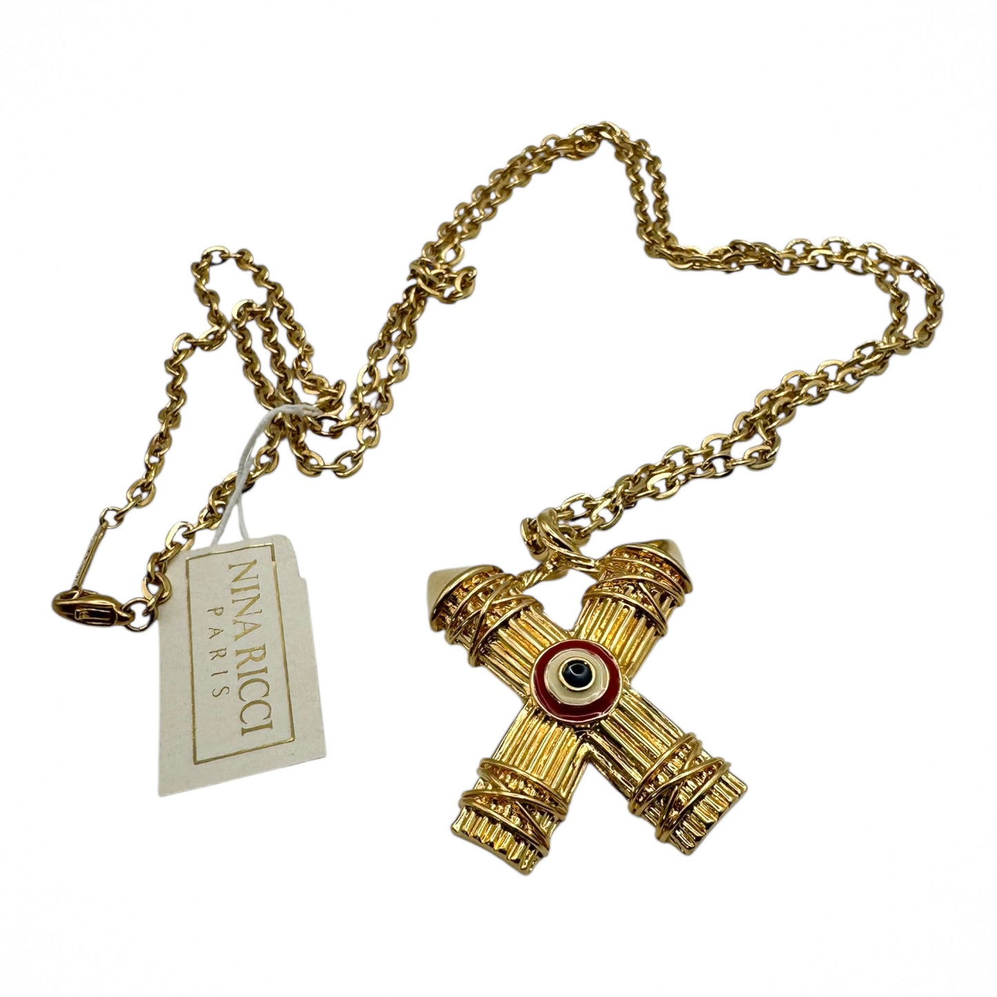 Vintage Nina Ricci Üç Kat 22 Ayar Altın Kaplama Kolye