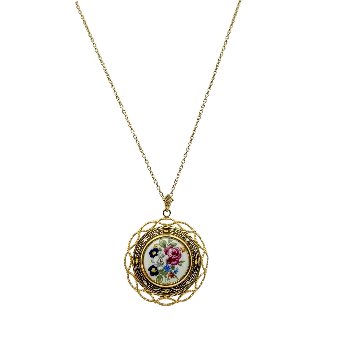 Vintage Toledo İşi Porselen Uçlu Kolye 