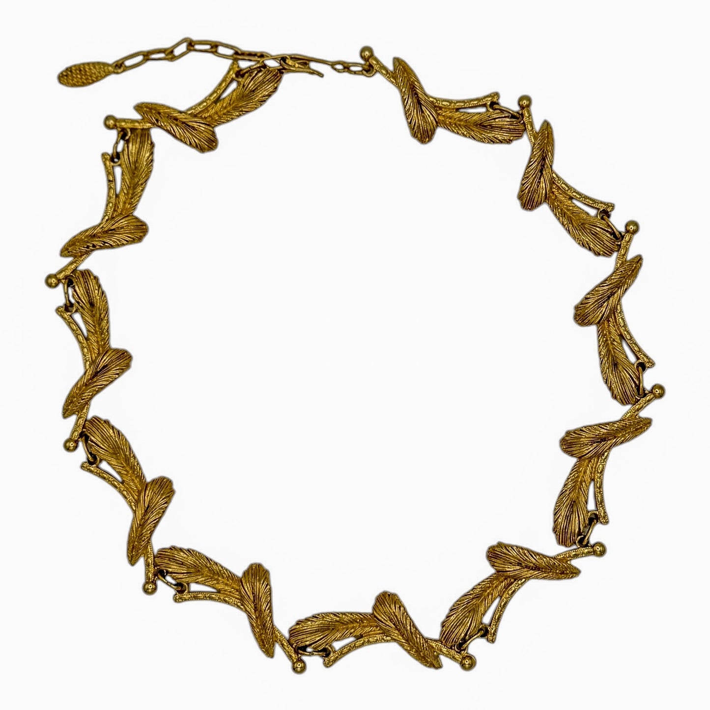 Vintage Altın Kaplama Tüy Desenli Kolye