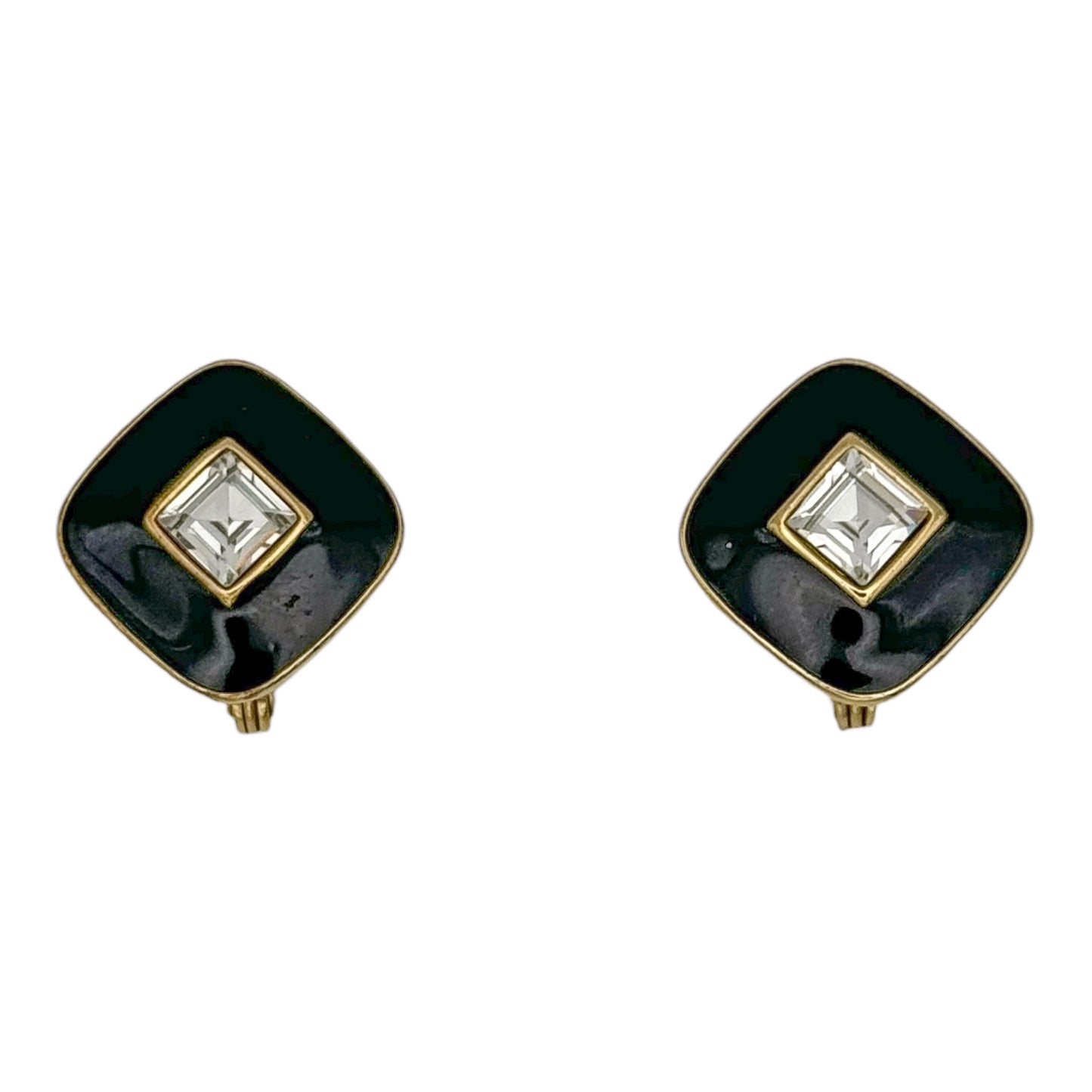 Vintage MONET Siyah Mine İşi Kristal Detaylı Küpe