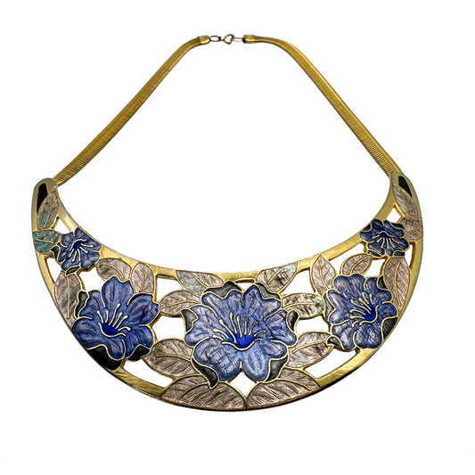 Vintage Fish & Crown Cloisonné Enamel Necklace